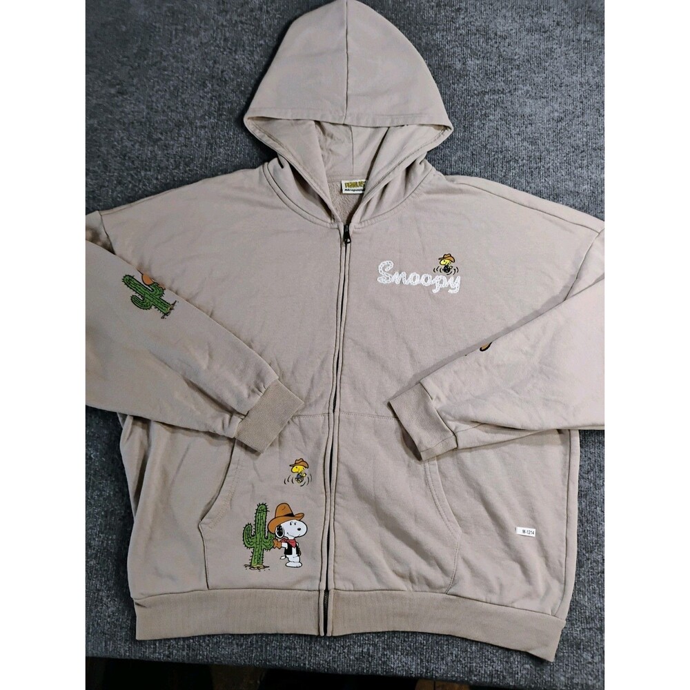 Unisex Peanuts x Aeropostale Hoodie Beige with Group Graphic Size X-LARGE